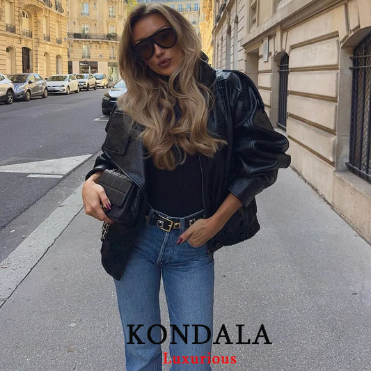 Long Sleeve Leather Jacket
